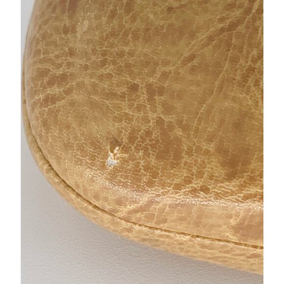 Eyeglass Case Hard Clam Shell Beige Vinyl Velvet  Holder Unisex Protective Pouch - Picture 3 of 6
